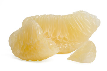 Fresh fruit slice pomelo on white background.