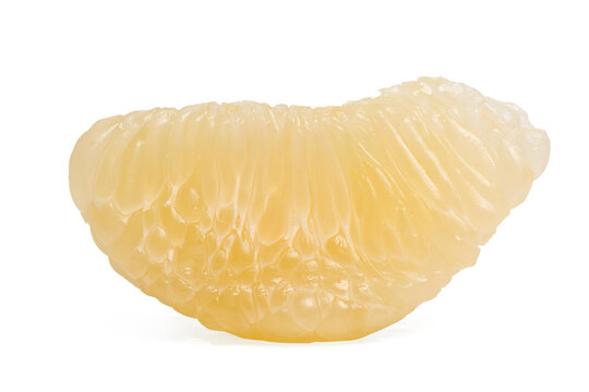 Fresh fruit slice pomelo on white background.