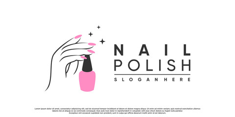 Nail polish or nail studio logo design for beauty salon with modern concept Premium Vector
