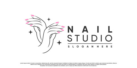 Nail polish or nail studio logo design for beauty salon with unique concept Premium Vector