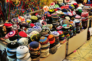 Obraz premium Photo of Jewish hat Market in Jerusalem, Israel