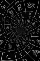 Naklejka premium Zodiac Signs Horoscope background. Concept for fantasy and mystery
