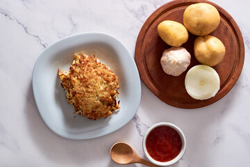 Potato Pancakes. Vegetable fritters. Latkes