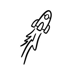 Rocket spaceship doodle vector hand drawn icon. Simple sketch outline. Drawing element silhouette