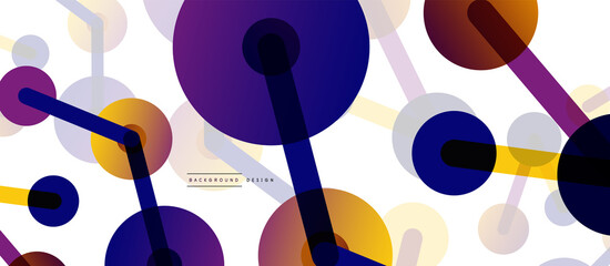 Line points connections geometric abstract background. Circles connected by lines. Trendy techno business template for wallpaper, banner, background or landing