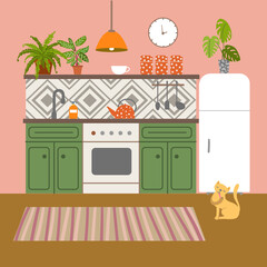 Kitchen interior. Kitchen interior. Beutiful vector illustration. - 516040746
