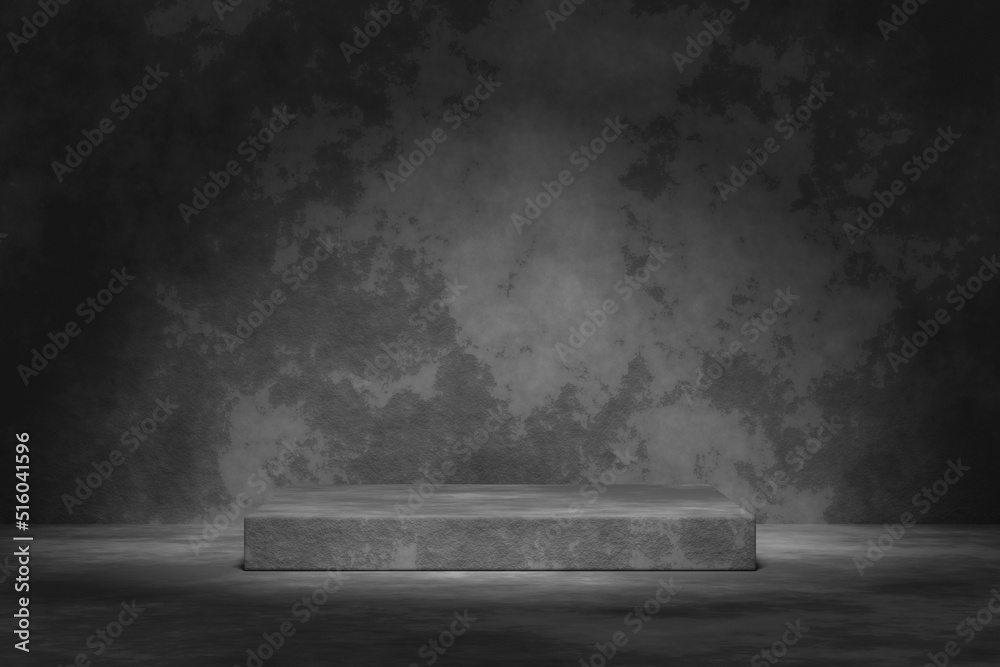 Wall mural 3d product display. dark screen. 3d rendering.