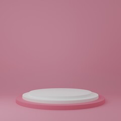 Product Stand in pink room ,Studio Scene For Product ,minimal design,3D rendering	
