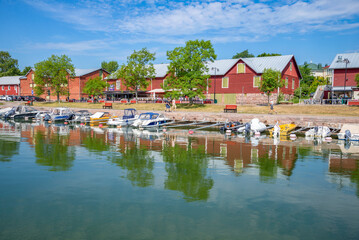 Fototapeta na wymiar Summer morning in the old port. Hanko. Finland
