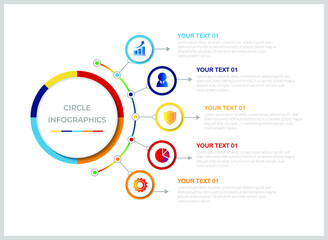 Business Circle Infographics with 05 Steps.