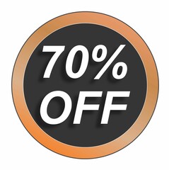 70% seventy percent discount off, black, circle, golden, number, offer, promotion