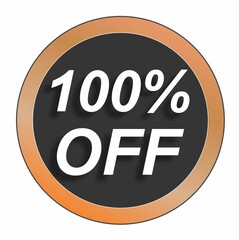 100% one Hundred percent discount off, black, circle, golden, number, offer, promotion