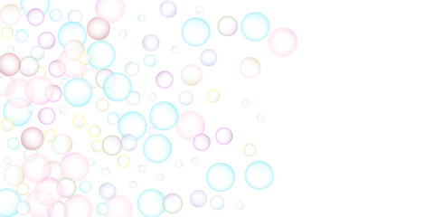 Soap bubbles flew randomly on a white background. Vector
