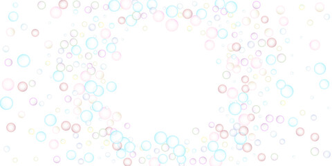 Soap bubbles flew randomly on a white background. Vector