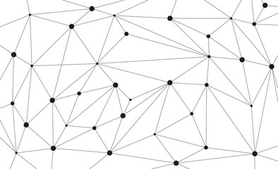 Minimal polygonal triangle network technology connected dots and lines background template. Blockchain linked global digital database graphic vector
