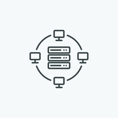 Data center vector icon. Vector illustration database sign symbol icon concept. Designed for web and app design interfaces.