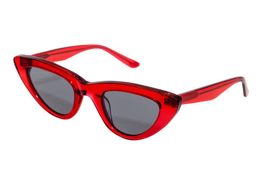 Cateye sunglasses for women red frame with grey shades top front view