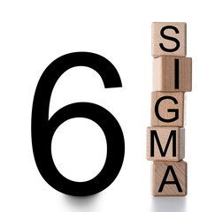 Figure 6 and cubes with text SIGMA on white background