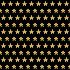 Golden star on black background seamless pattern for design