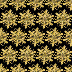Gold flower seamless pattern shiny shimmer background