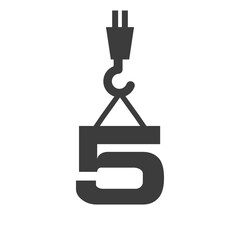 Letter 5 Construction Logo Template. Construction Logo Crane Concept Symbol