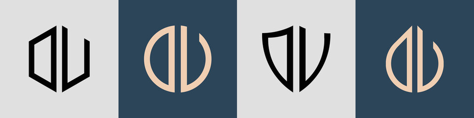 Creative simple Initial Letters DU Logo Designs Bundle. - obrazy, fototapety, plakaty