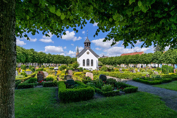 chapel in the center of the historic fishing village of Holm, Schleswig, Germany