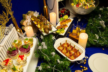 Festive table with various dishes