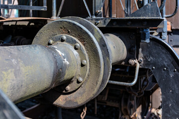 Fototapeta na wymiar buffers of coupled historic railroad cars