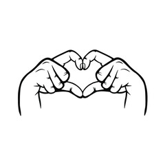 Hands making or formatting a heart symbol icon. Two hands making heart sign. Love, romantic relationship concept.