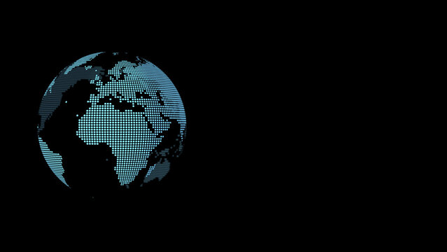 Light blue dot pattern earth on black background with empty space