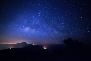 Milky way galaxy with stars and space dust in the universe at Doi inthanon Chiang mai, Thailand