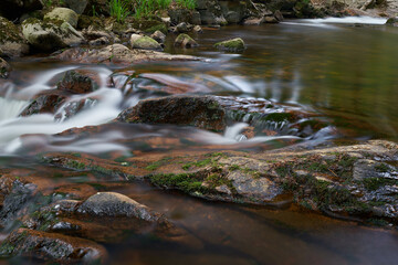 der romantische Fluss Ilse bei Ilsenburg am Fuße des Brocken im Nationalpark Harz in Deutschland