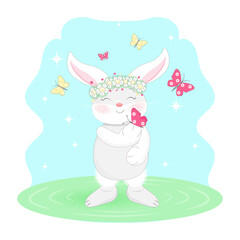 Obraz na płótnie Canvas cute rabbit, happy time