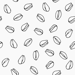 Pistachios black and white seamless pattern.