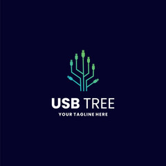 USB tree logo - vector illustration. Suitable for your design need, logo, illustration, animation, etc.