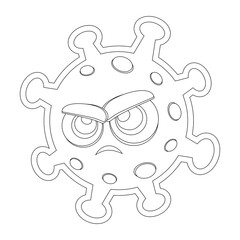 Corona virus cartoon coloring page illustration vector. For kids coloring book.