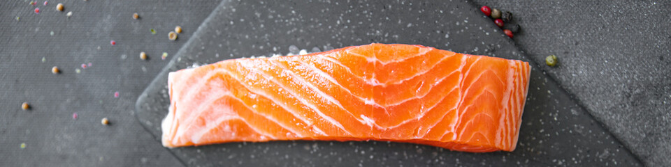 salmon raw seafood fresh healthy meal food snack diet on the table copy space food background rustic top view keto or paleo pescatarian diet