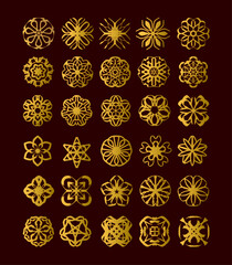 Geometric and Hand Drawing Ornaments with Tribal Shape. Flowers ornament set. Vector pictogram. Arabesque ornaments design. Line art vector.