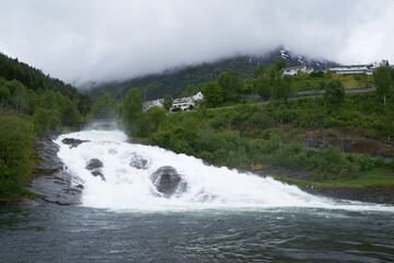 waterfall in hellesylt, norway