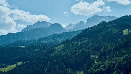 View of the rocky mountain from Hohenwerfen Castle, Austria