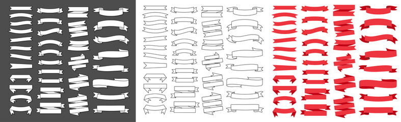 Ribbon banners, template labels set. Blank for decoration graphic. Vector illustration