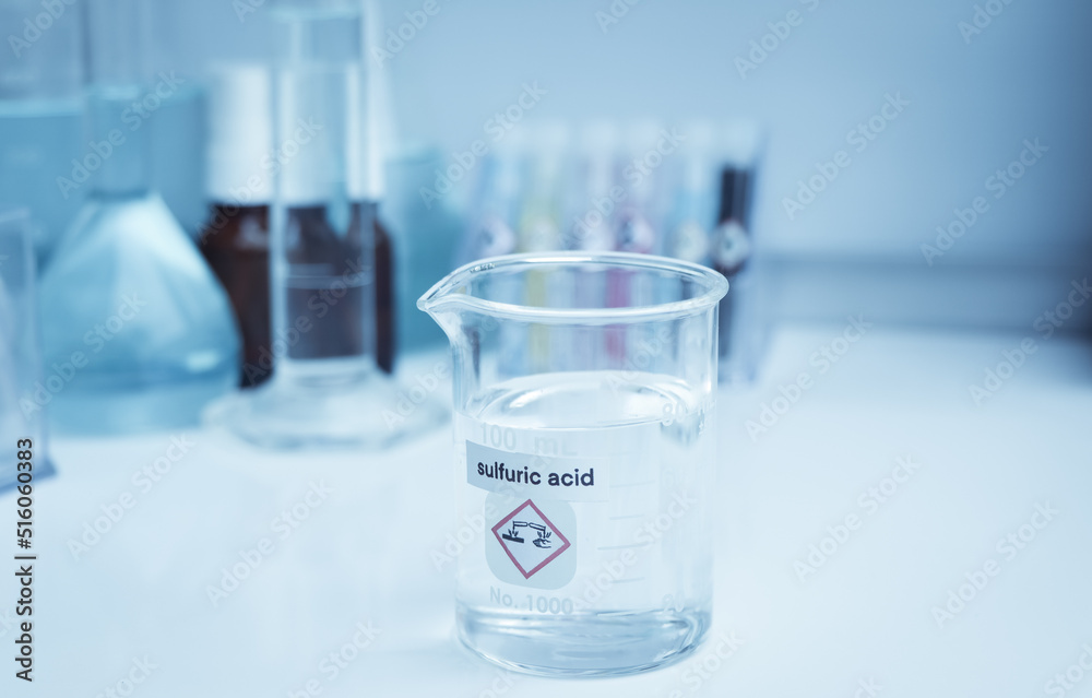 Wall mural sulfuric acid in glass, chemical in the laboratory