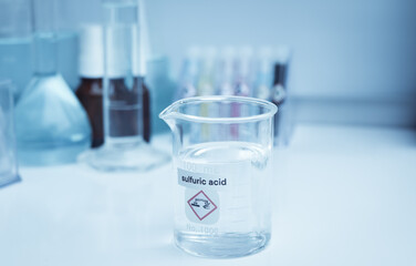 sulfuric acid in glass, chemical in the laboratory