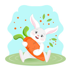 Funny rabbit and carrot