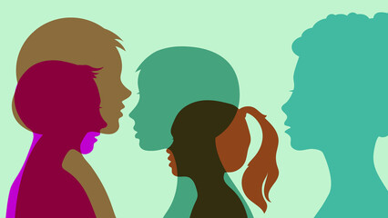 Parents and children. Drawing of a human silhouette.
Family,
 adolescent psychology, family relations between relatives.