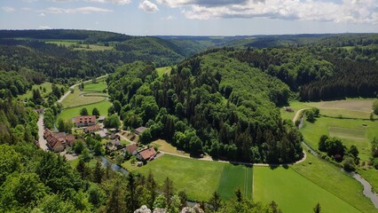 Obraz premium View from Hohengundelfingen castle ruins