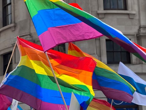 Rainbow flags in London, England