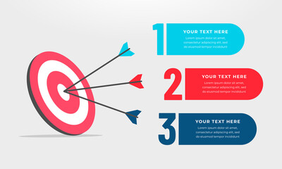 Goals infographic template. Business concept with 3 steps.