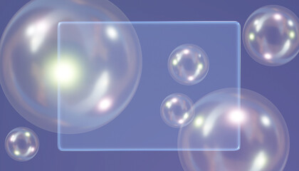 Transparent ball reflecting blue color background , abstract 3d background , 3D Rendering illustration